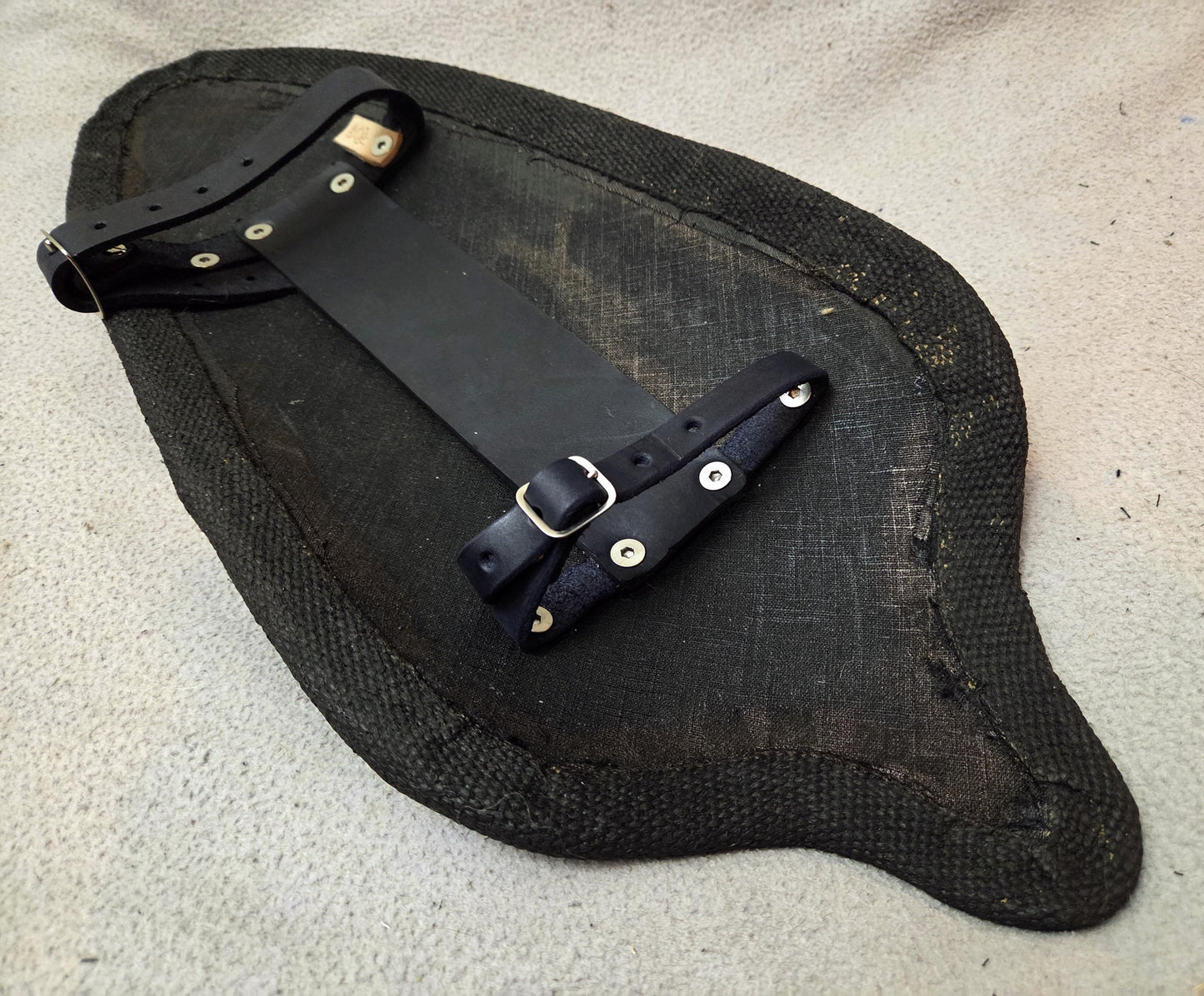 Black Hessian Hungarian Shield with Leather Handle