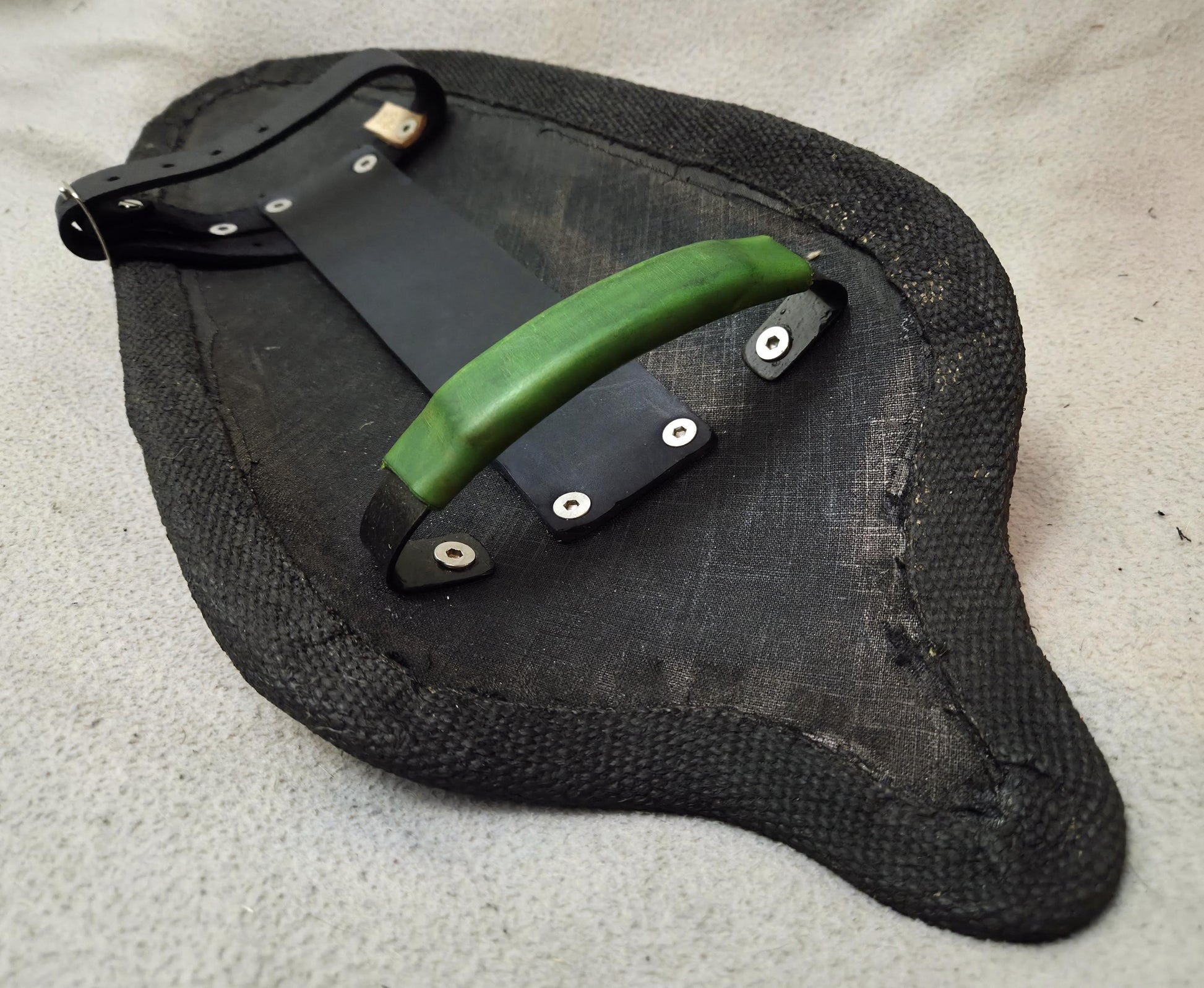 Black Hessian Hungarian Shield with Metal Handle