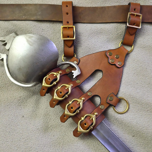 Brass Buckle Leather Sword Frog (Single)