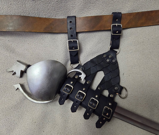 leather sword frog with scales on it