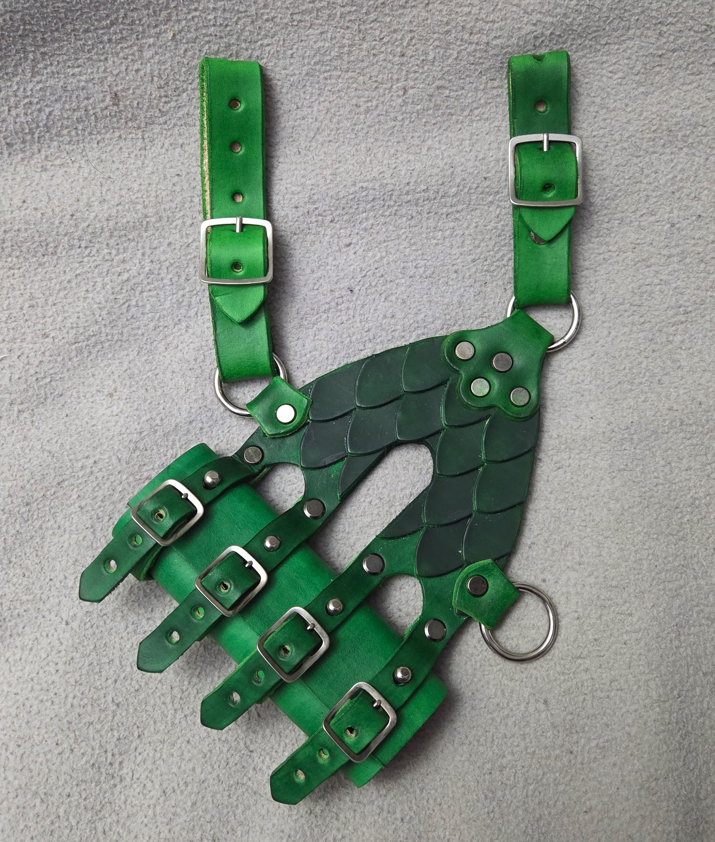 leather sword frog with scales on it